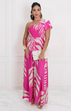 Vestido fucsia estampado