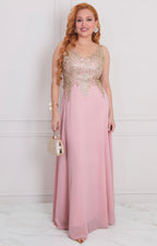 Vestido rosa con bordado - VESTIDO LARGO REGULAR Boutiquemirel 
