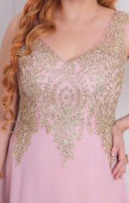 Vestido rosa con bordado - VESTIDO LARGO REGULAR Boutiquemirel 