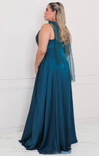 Vestido satinado con escote cruzado - VESTIDO LARGO CURVY Boutiquemirel 
