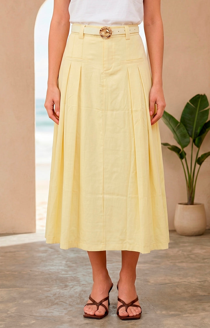Falda amarilla con cinturón - FALDA REGULAR Boutiquemirel 
