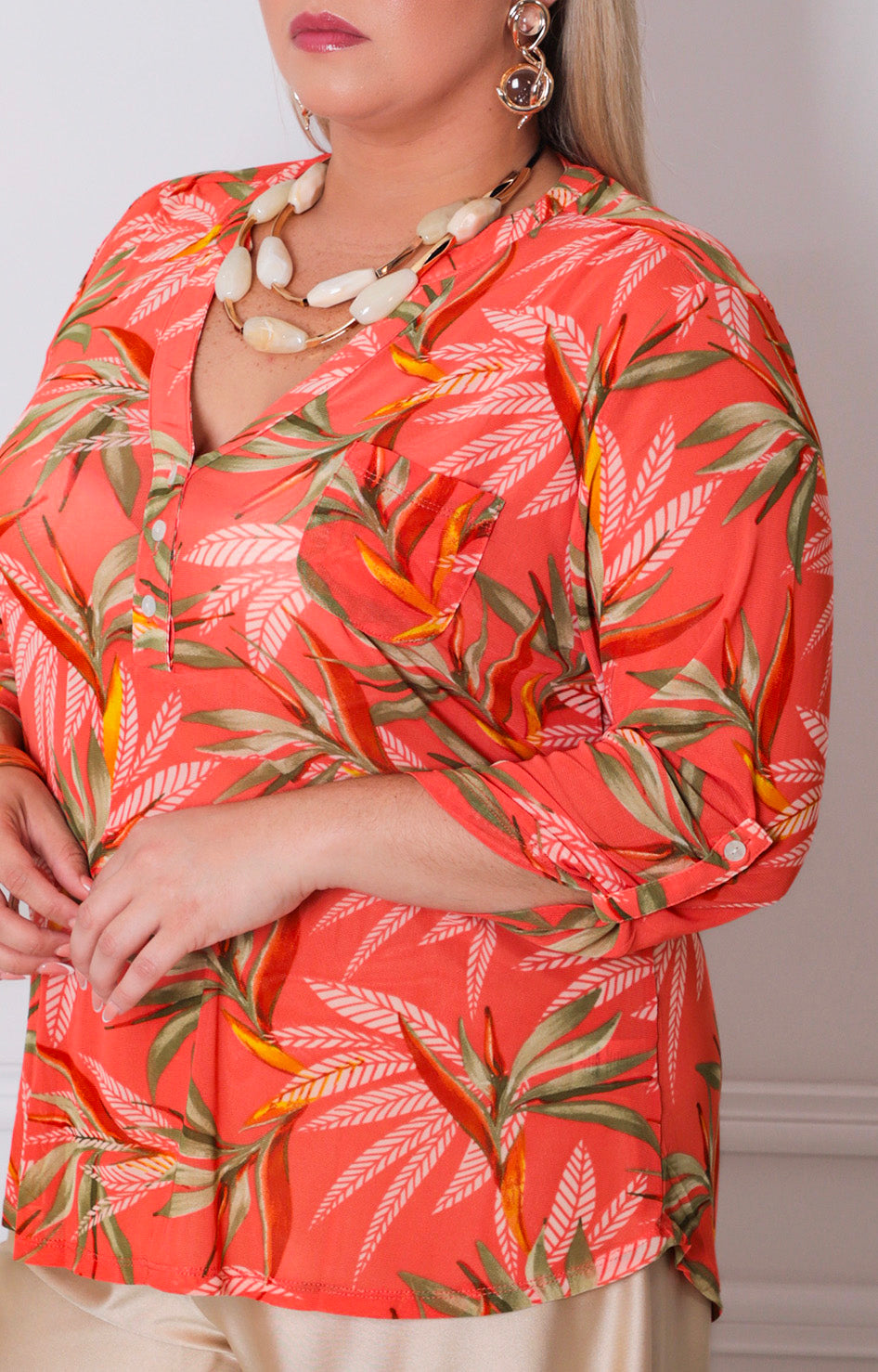 Blusa estampada con botones - BLUSAS CURVY Boutiquemirel 