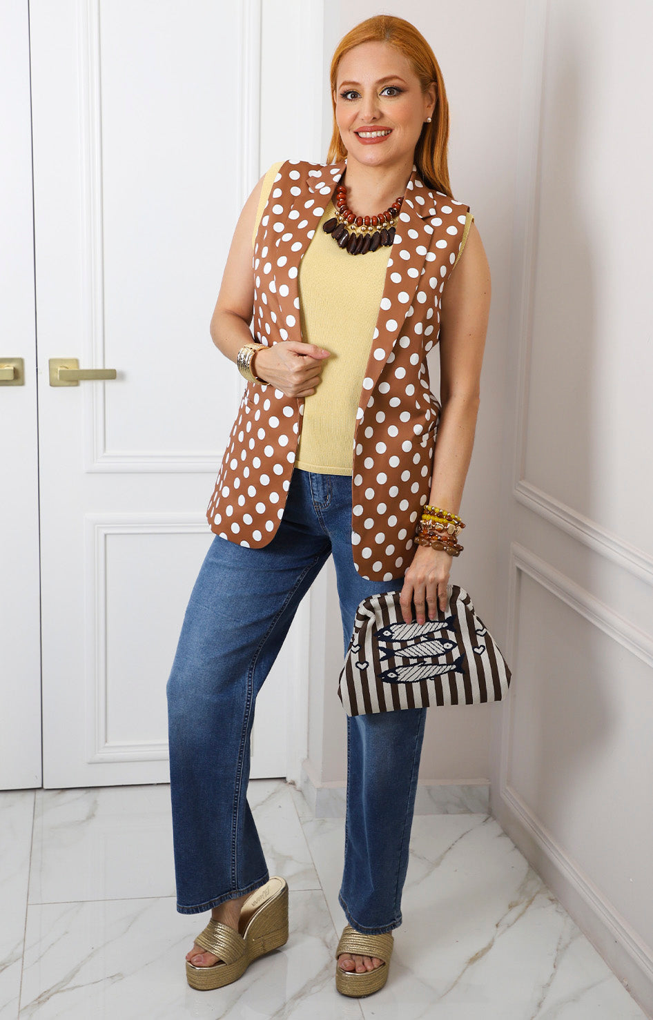 Chaleco blazer con polka dots