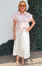 Blusa con bordado floral blanco - BLUSAS REGULAR Boutiquemirel 