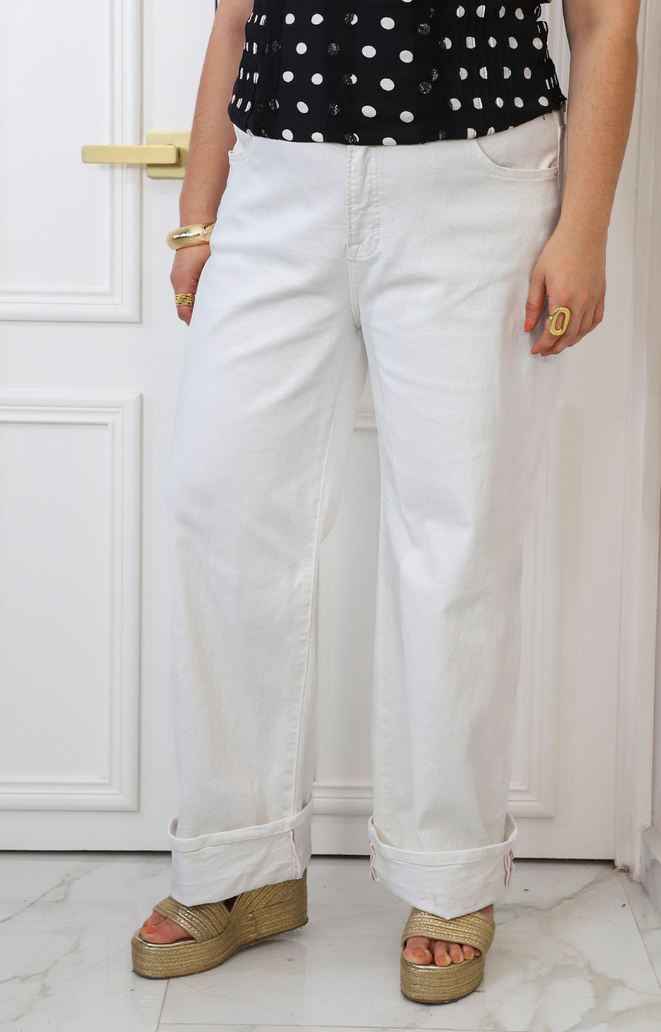 Pantalón de mezclilla blanco