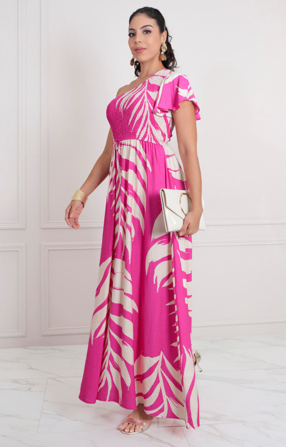 Vestido fucsia estampado