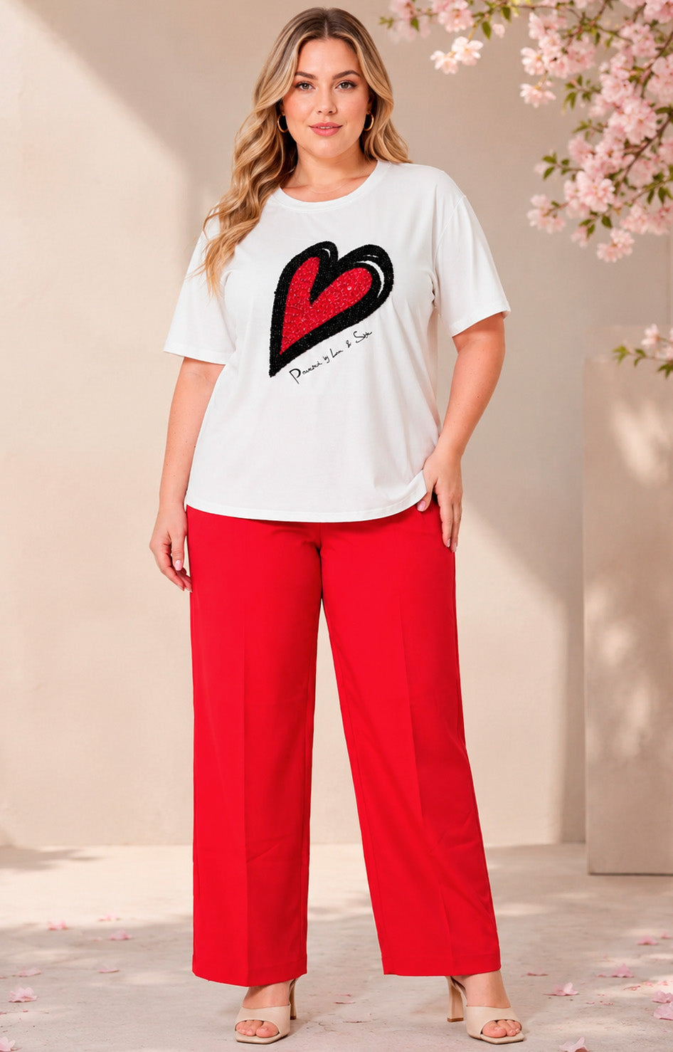 Blusa blanca con corazón de lentejuelas - BLUSAS CURVY Boutiquemirel 