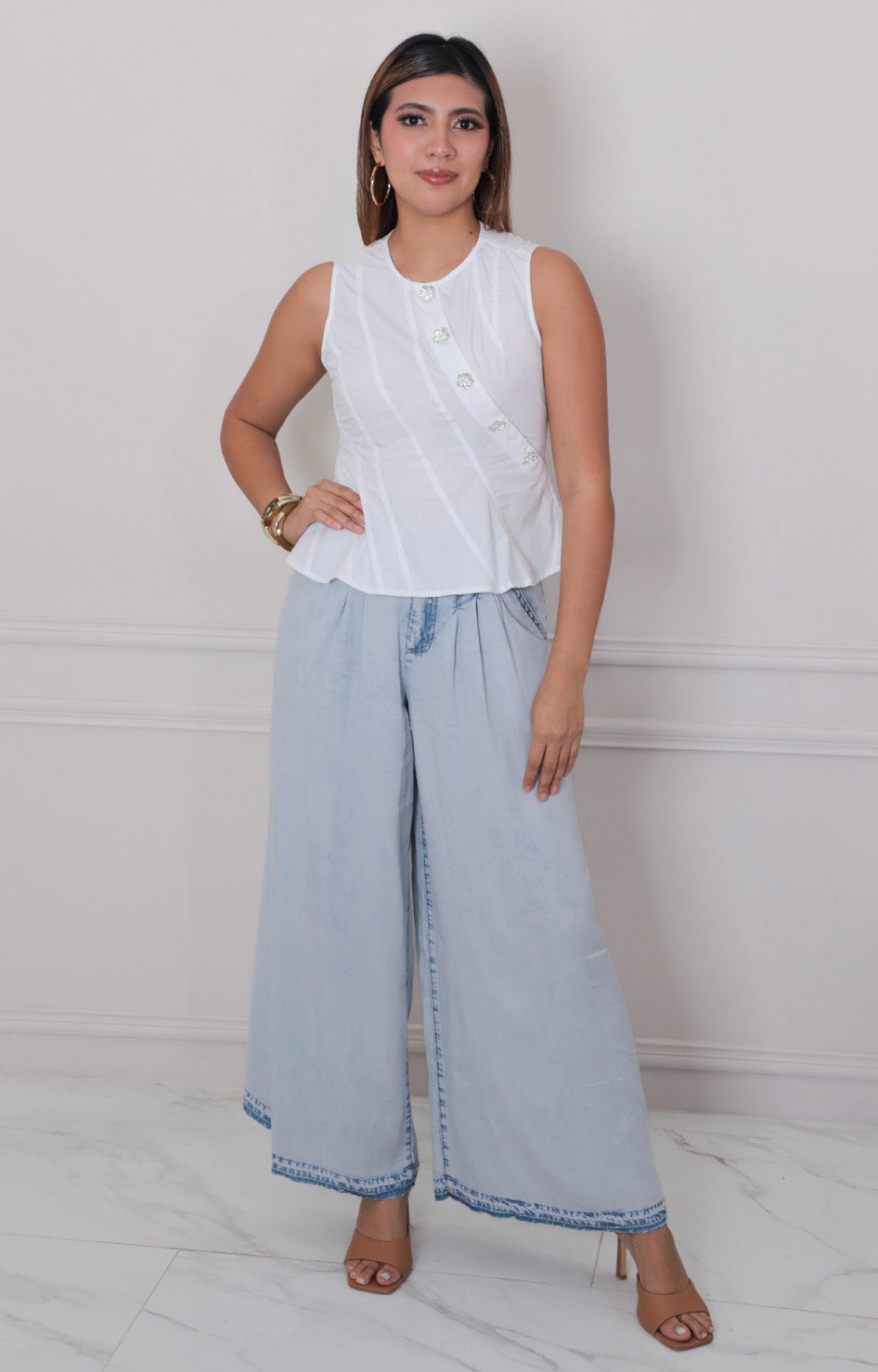 Blusa blanca sisada - BLUSAS REGULAR Boutiquemirel 