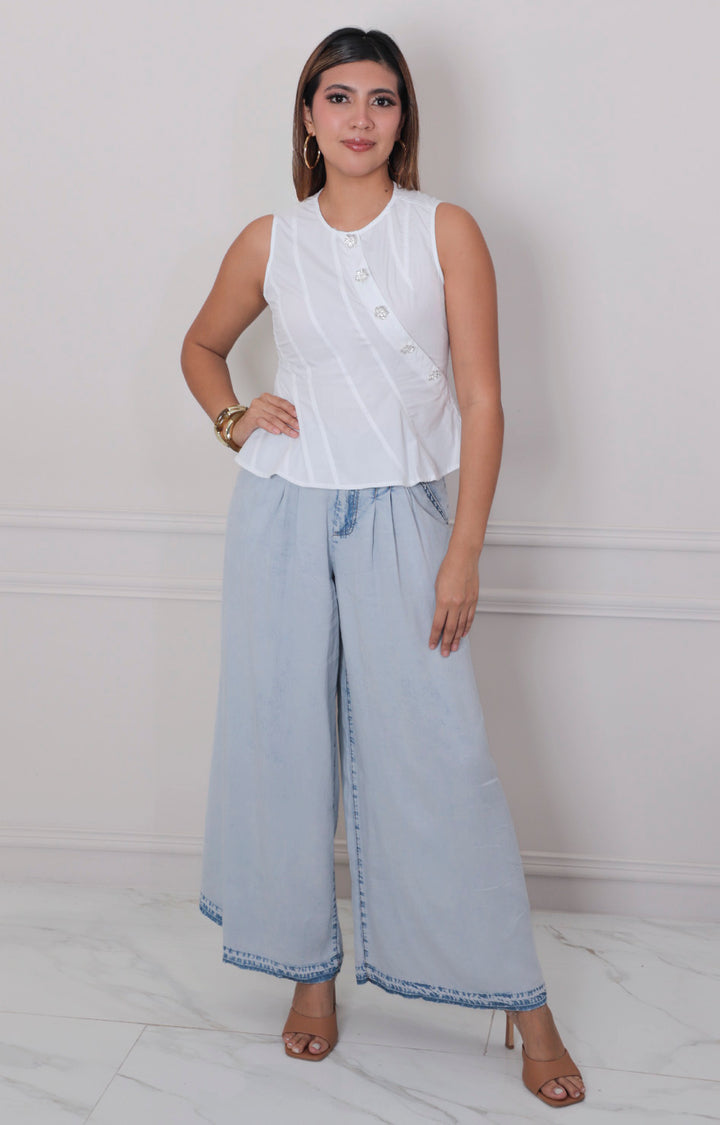 Blusa blanca sisada - BLUSAS REGULAR Boutiquemirel 