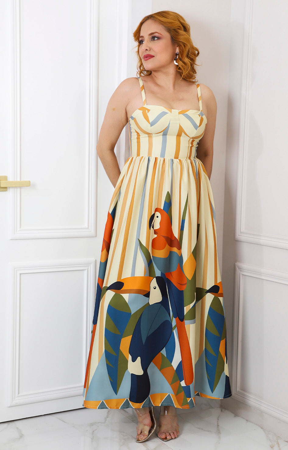 Vestido maxi con estampado tropical