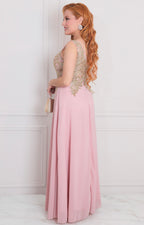 Vestido rosa con bordado - VESTIDO LARGO REGULAR Boutiquemirel 