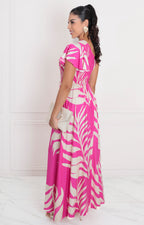Vestido fucsia estampado