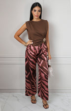 Pantalón palazzo estampado animal print