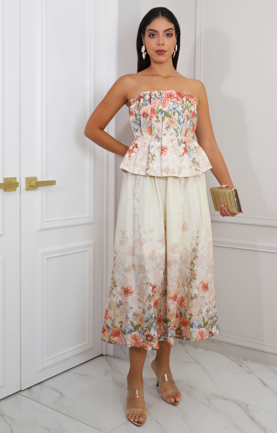 Vestido midi estampado floral