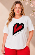 Blusa blanca con corazón de lentejuelas - BLUSAS CURVY Boutiquemirel 