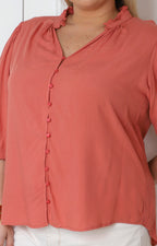 Blusa escote en V con mangas globo