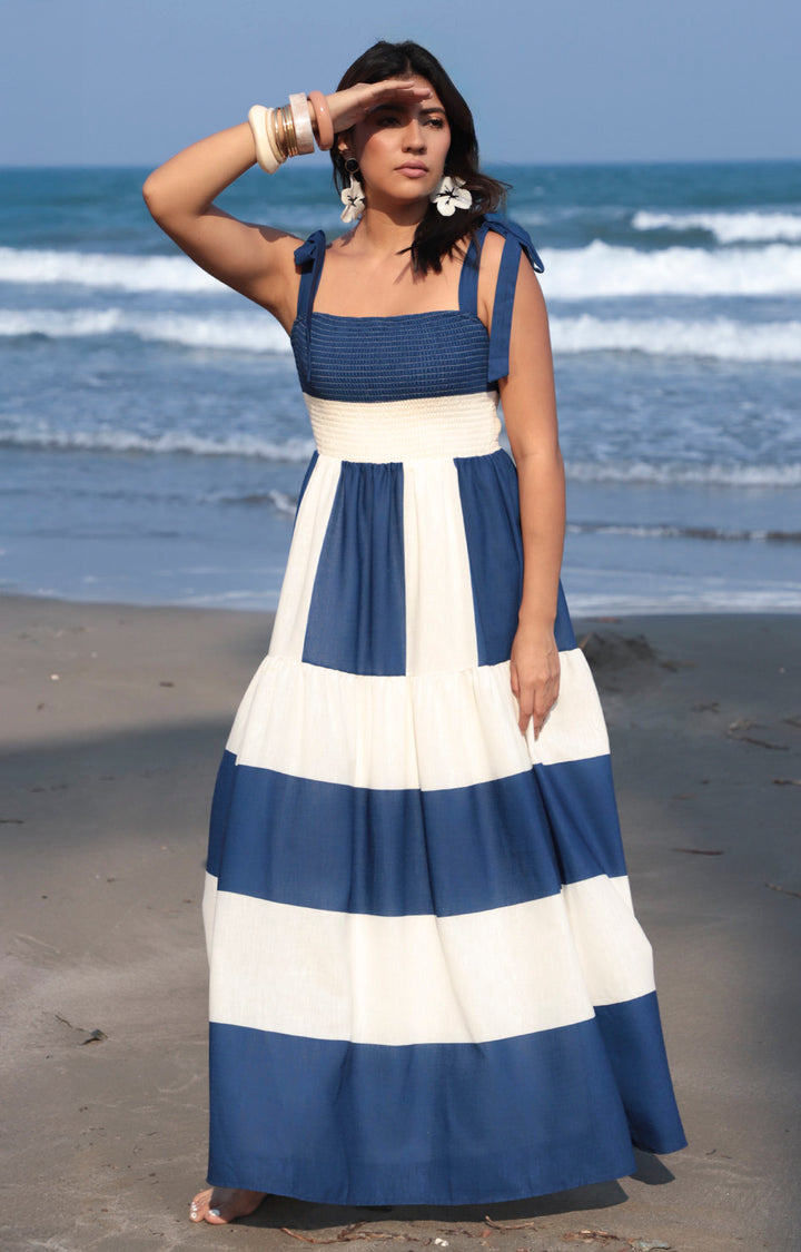 Vestido estampado en azul - VESTIDO LARGO REGULAR Boutiquemirel 