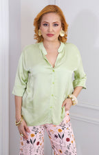 Blusa camisera satinada