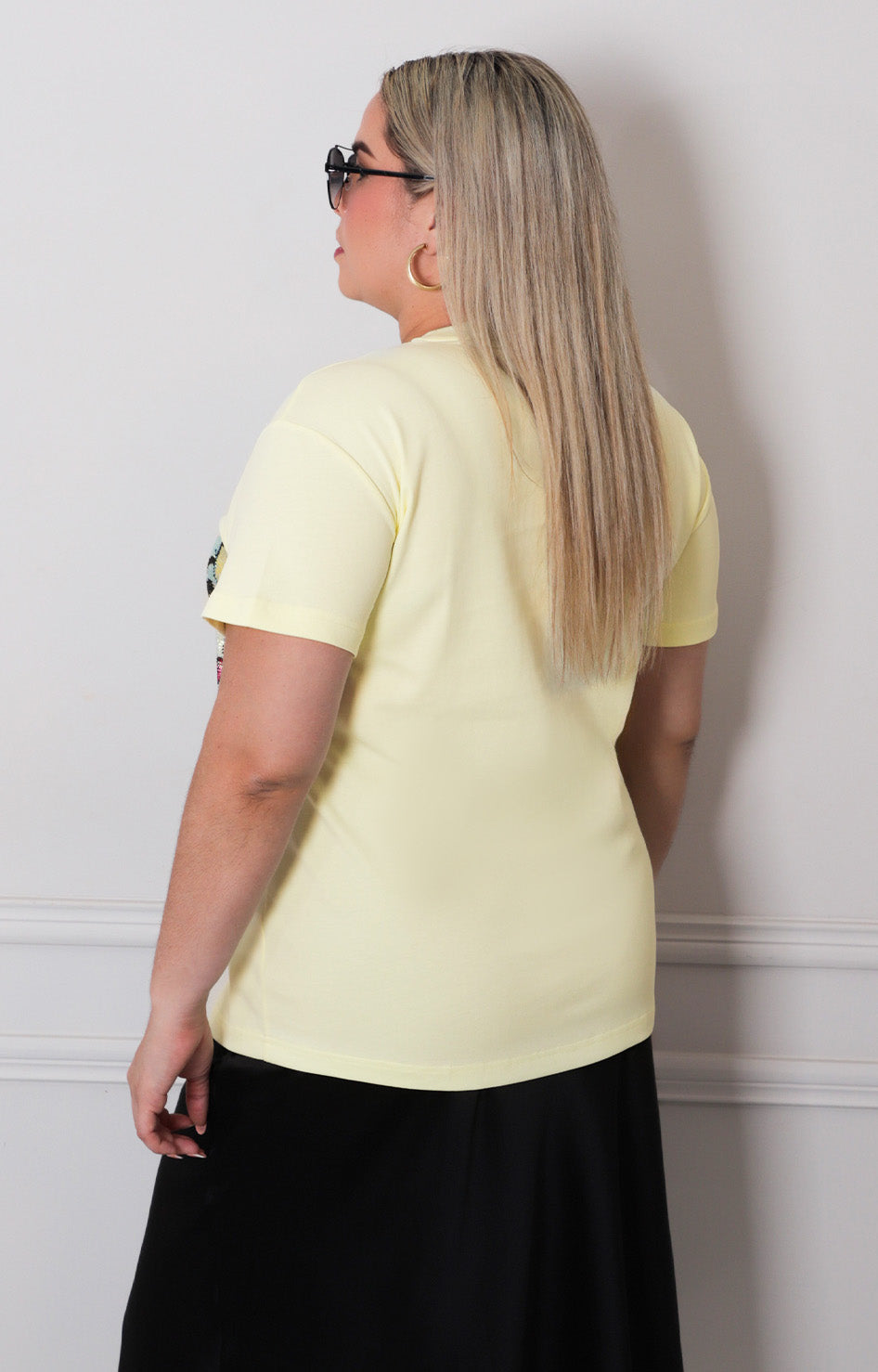 Blusa amarilla estampada - BLUSAS CURVY Boutiquemirel 