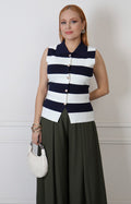 Blusa sin mangas a rayas con botones dorados Boutiquemirel