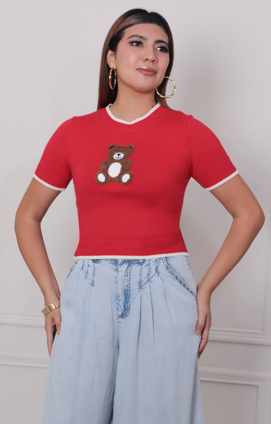 Blusa roja estampada teddy - BLUSAS REGULAR Boutiquemirel 