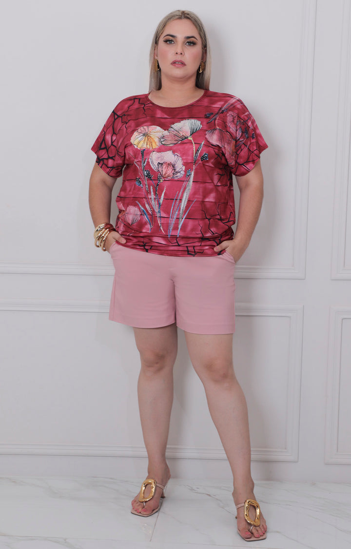 Blusa roja estampada - BLUSA CURVY Boutiquemirel 