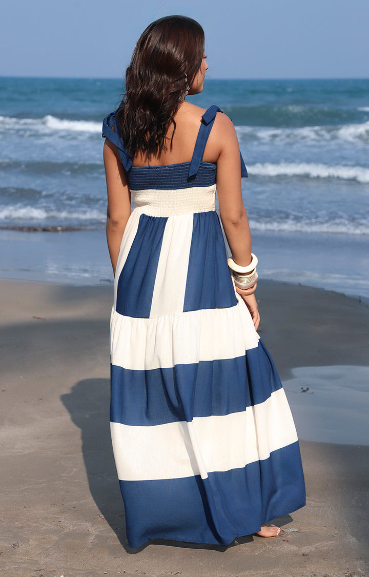 Vestido estampado en azul - VESTIDO LARGO REGULAR Boutiquemirel 