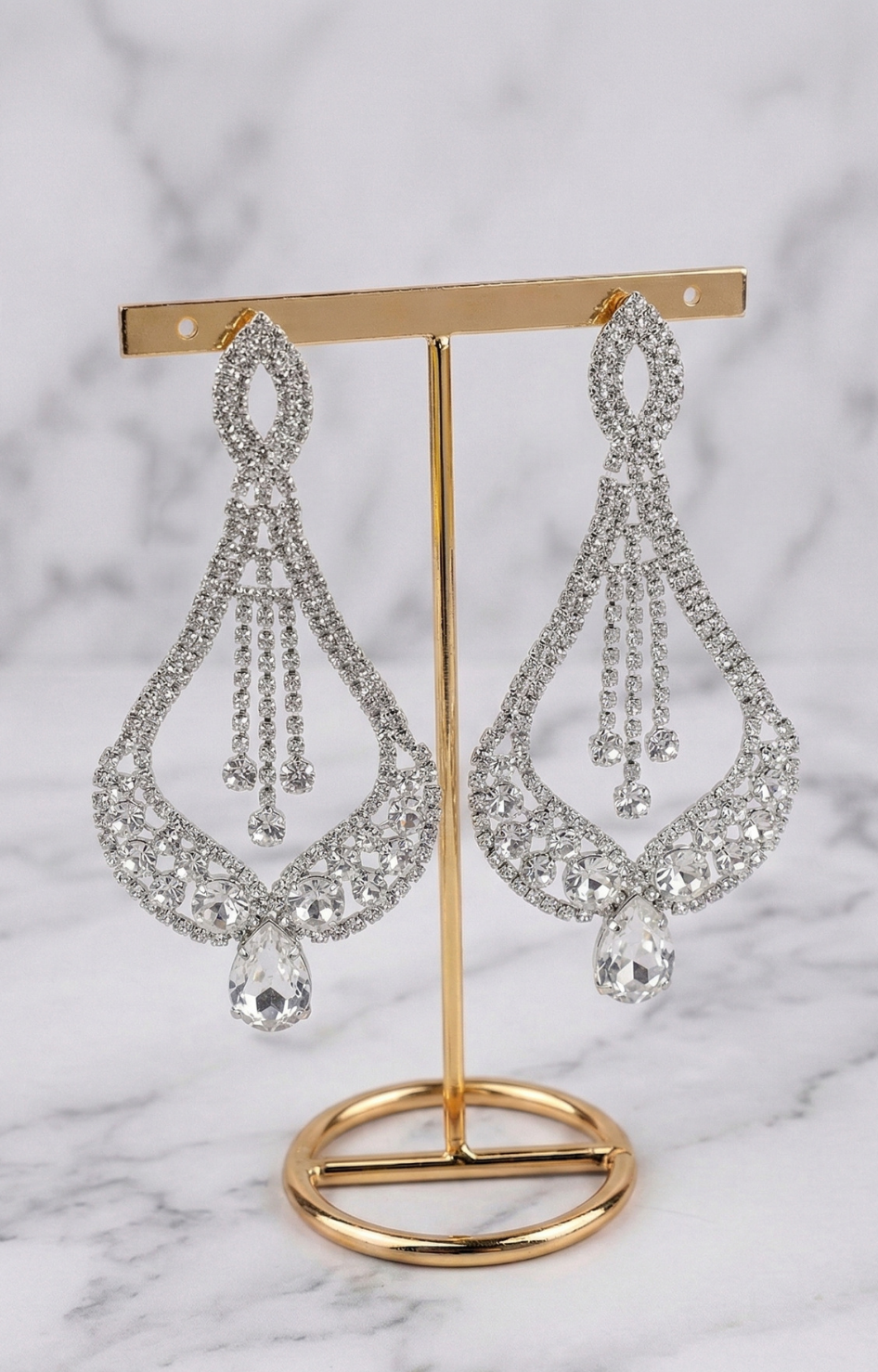 Aretes Largos de Cristal Tipo Lágrima - ARETE Boutiquemirel 