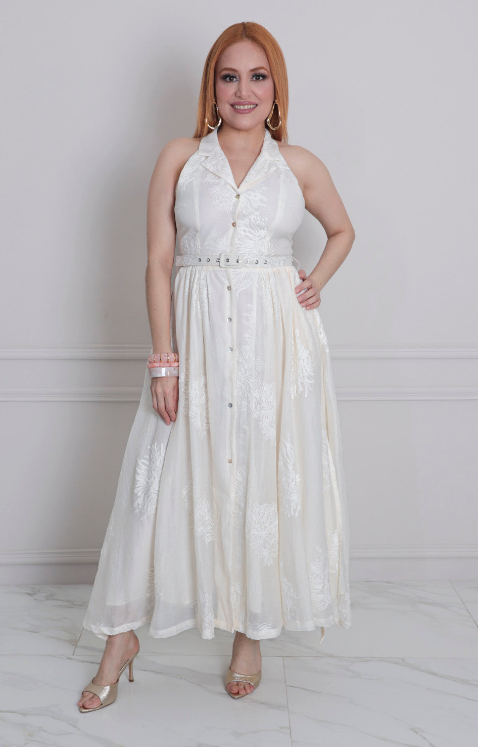 Vestido halter con cinturòn - VESTIDO LARGO REGULAR Boutiquemirel 