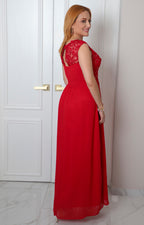 Vestido largo con encaje y lentejuela