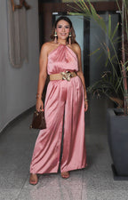 Conjunto satinado halter rosa - CONJUNTO REGULAR Boutiquemirel 