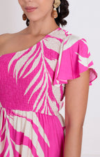 Vestido fucsia estampado