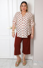 Blusa camisera de manga 3/4 y polka dots