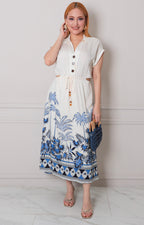 Vestido beige con apertura y estampado - VESTIDO LARGO REGULAR Boutiquemirel 