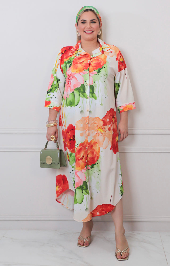 Vestido estampado con botones - VESTIDO LARGO CURVY Boutiquemirel 
