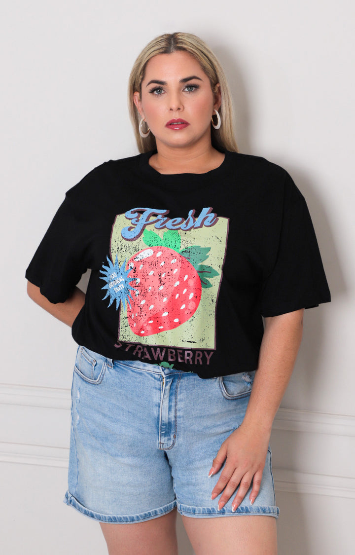 Blusa estampada strawberry - BLUSAS CURVY Boutiquemirel 