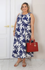 Vestido azul estampado