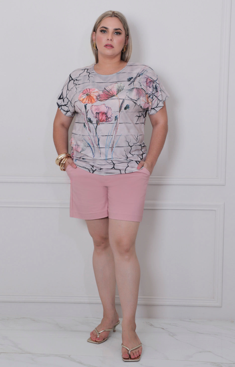 Blusa beige estampada - BLUSA CURVY Boutiquemirel 