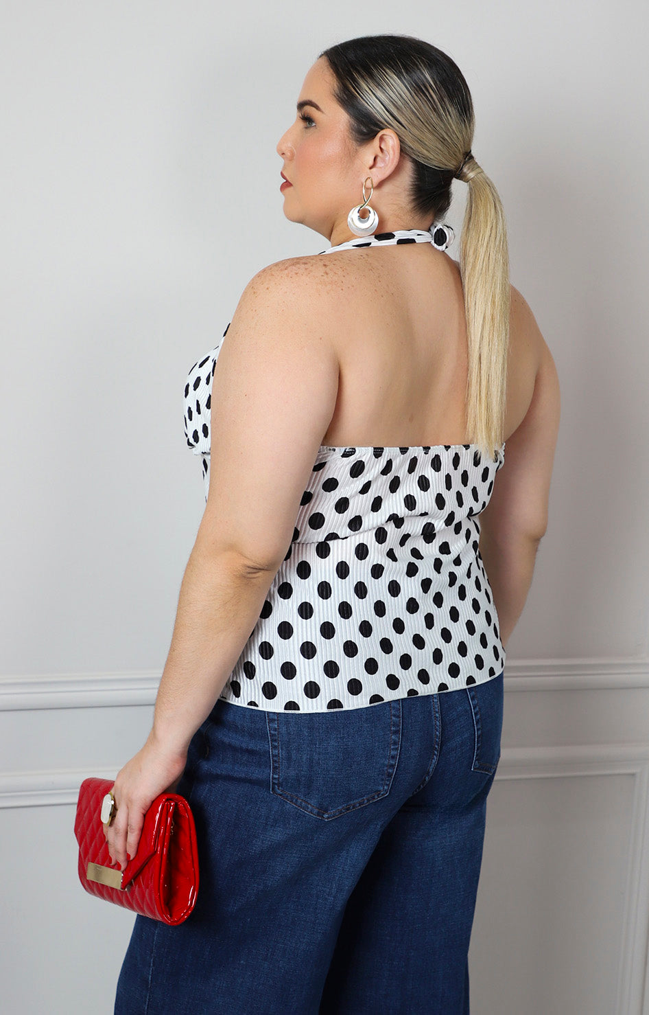 Blusa halter de puntos blanca