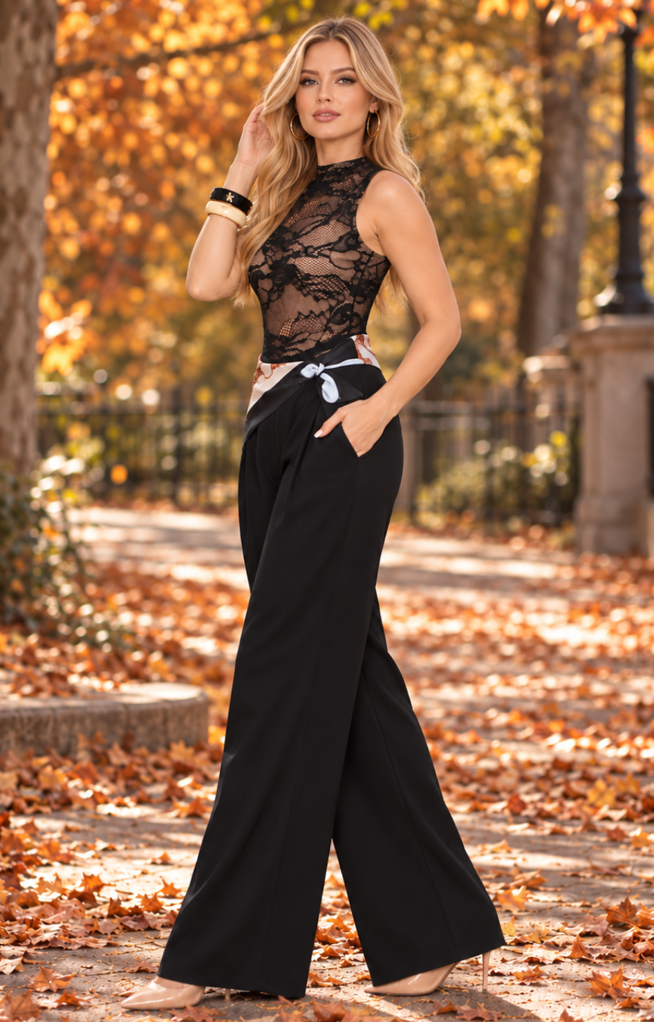 Pantalón negro con mascada