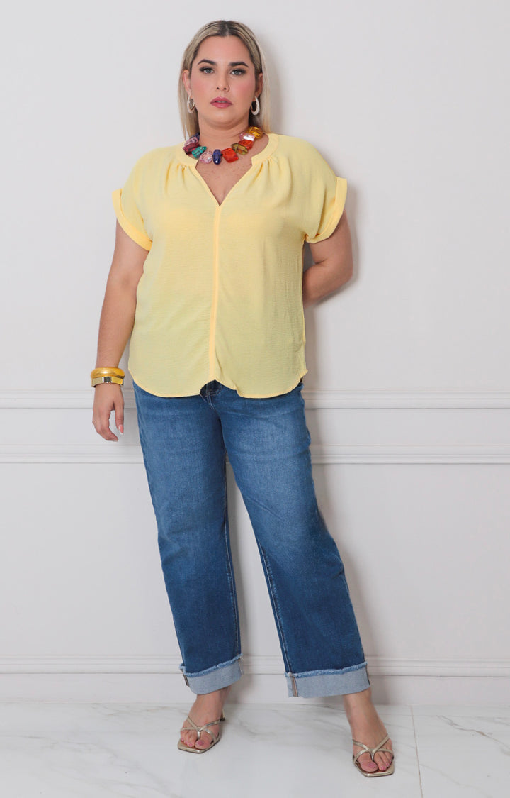Blusa lisa con manga - BLUSAS CURVY Boutiquemirel 