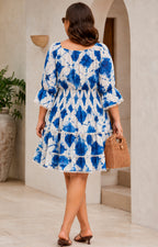 Vestido azul estampado - VESTIDO CORTO CURVY Boutiquemirel 