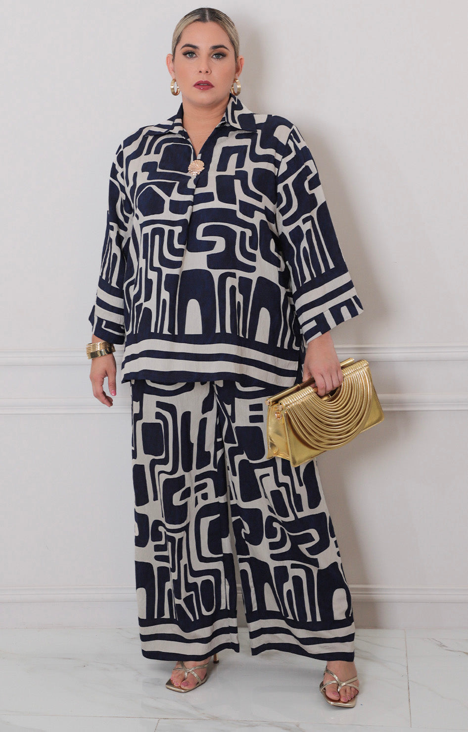 Conjunto azul marino estampado - CONJUNTO CURVY Boutiquemirel 