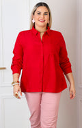 Blusa camisera con bolsillos