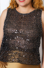 Blusa sin manga con lentejuelas