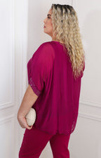 Blusa de seda de manga corta