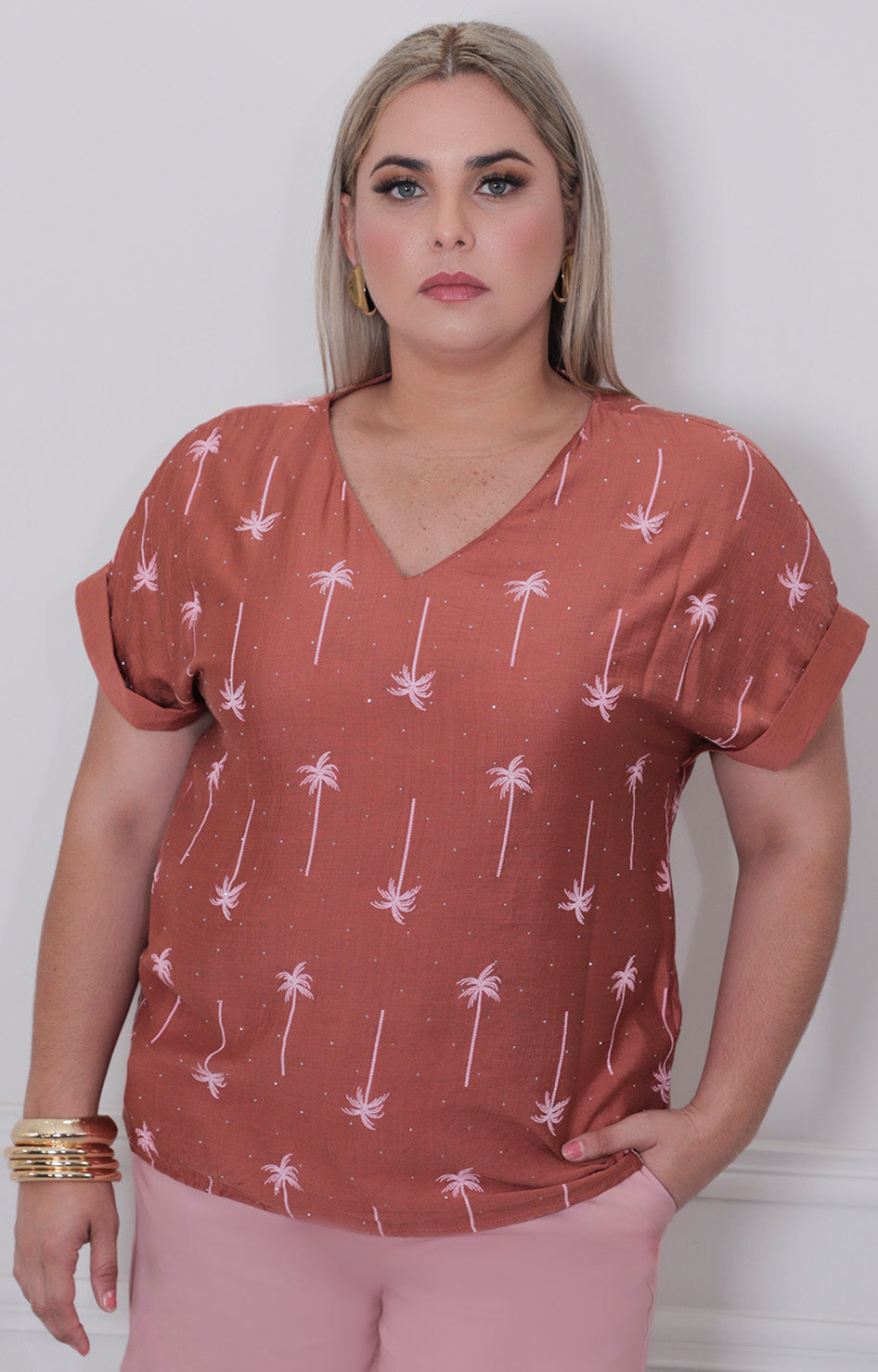 Blusa estampada con mangas - BLUSAS CURVY Boutiquemirel 