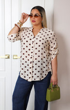 Blusa camisera de manga 3/4 y polka dots