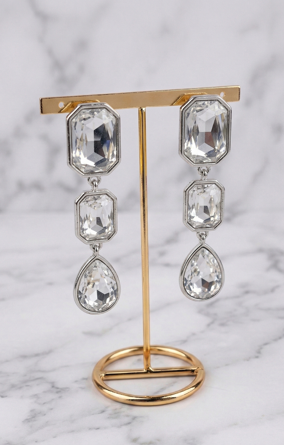 Aretes largos con cristales geométricos - ARETE Boutiquemirel 