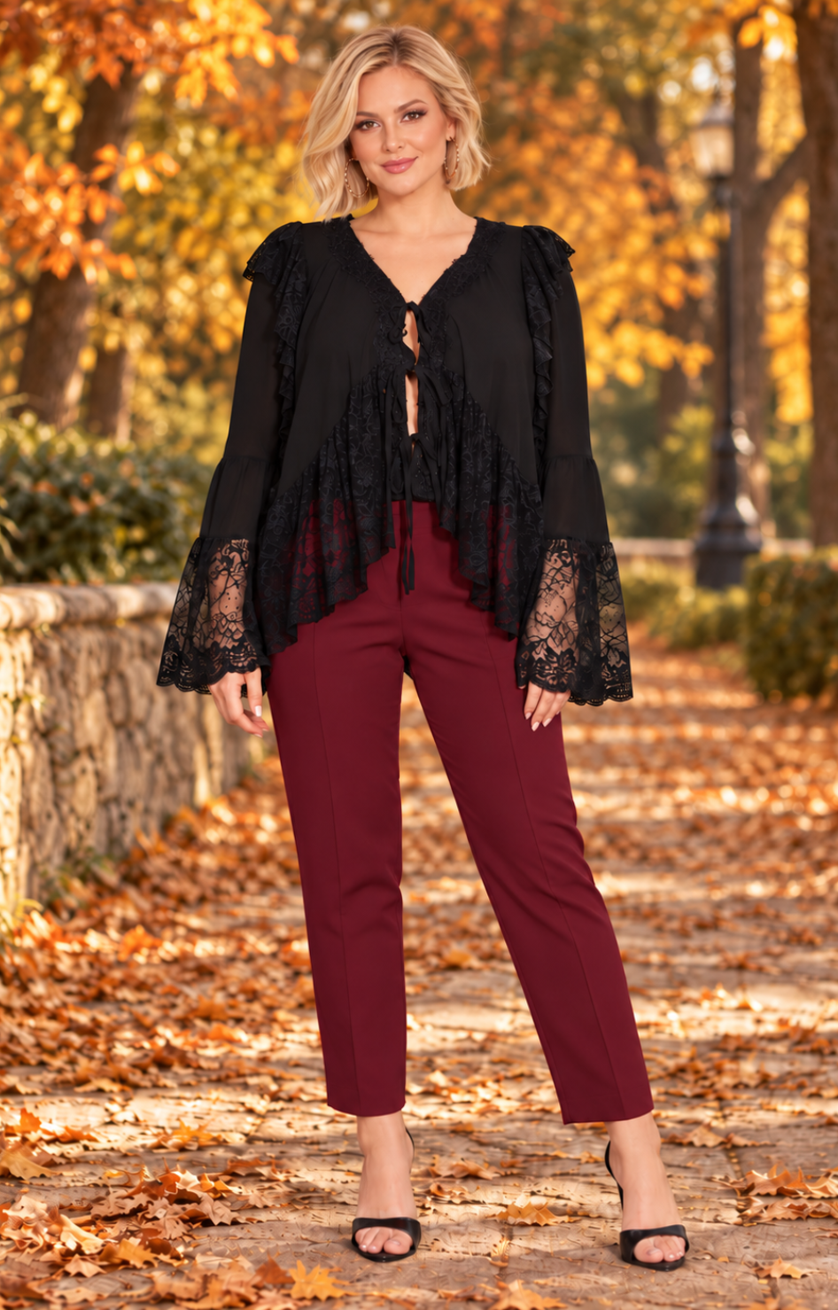 Blusa negra con lazos